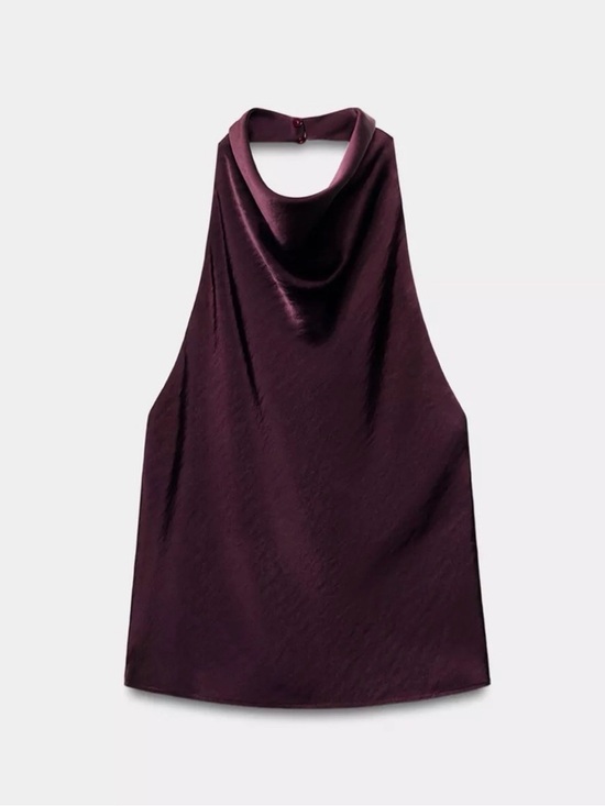 Zara Tops - Zara Plum Satin Halter Cowl Top